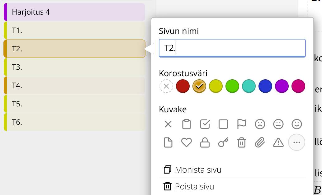 Sivuasetukset